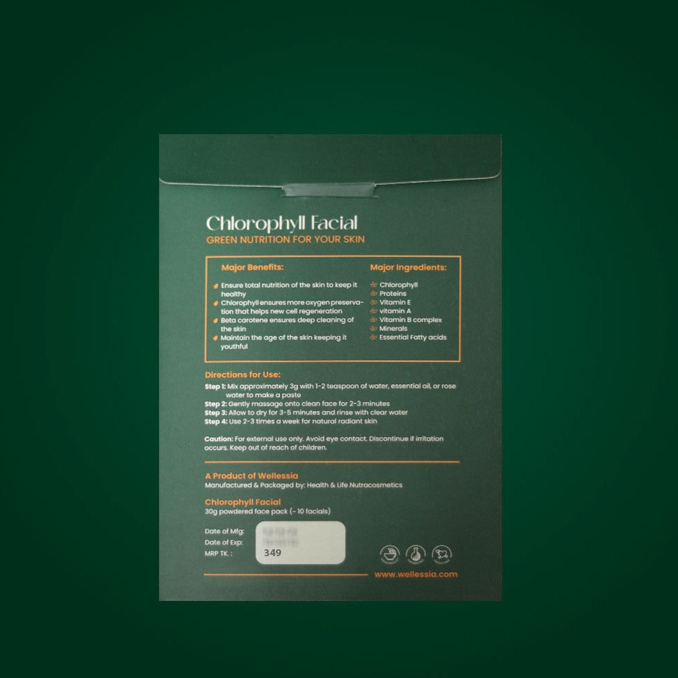 wellessia chlorophyll facial or clorofil face mask in bangladesh back